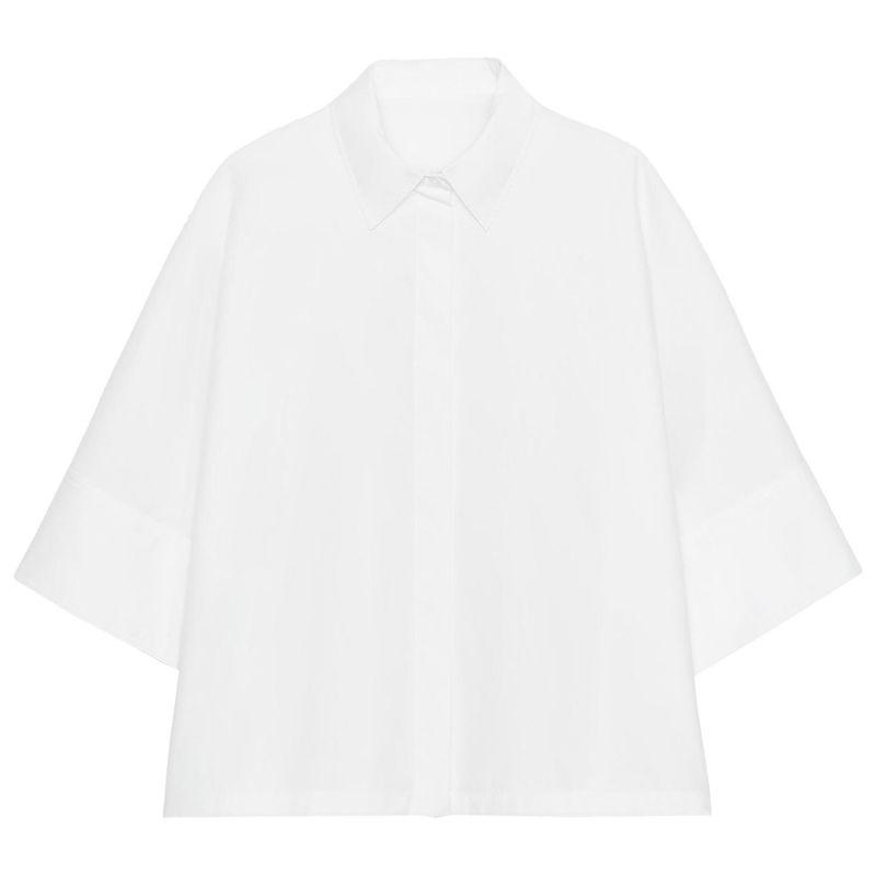 Zaprha 2025 Autumn New Casual All-matching Temperament Lapel Short Sleeve Poplin Shirts Top 4786157