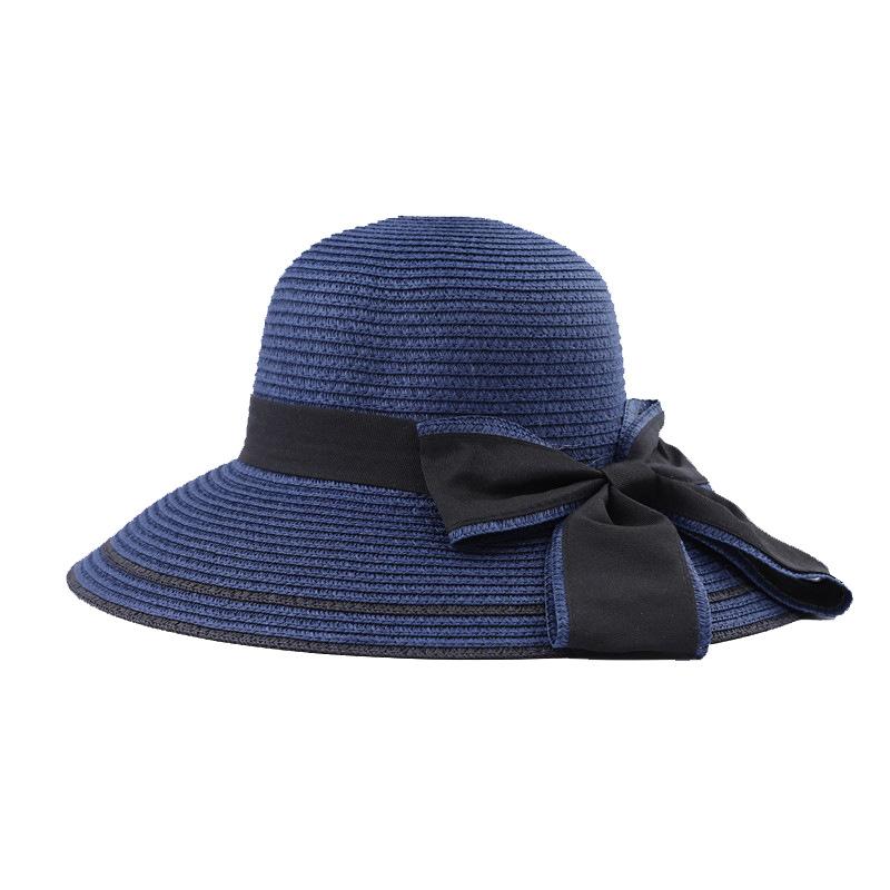 New Straw Hat Summer Adult Women Outdoor Bow Ribbon Sun Hat Outdoor Large Brim Sunscreen Girls Visor Caps