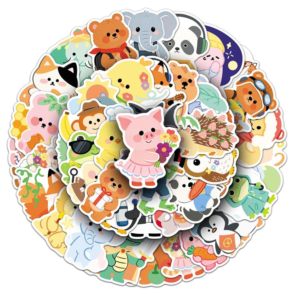 50 Hand-drawn Q Version Graffiti Animal Stickers for Bullet Journal DIY Decoration