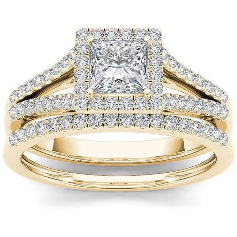 

Кольцо Парное кольцо, позолоченное циркониевое кольцо для женщин No. 8