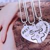 3Pcs Women's Best Friends Forever Heart Shape Jewelry Friendship Necklace Set