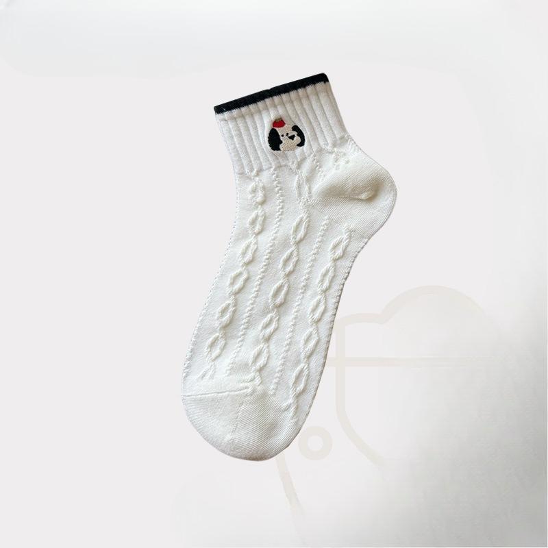 Süße Weiße Socken - Sommerliche Leichte reine Baumwolle Low-Top Sportsocken mit Atmungsaktiven und Schweißabsorbierenden Designs, mit Cartoon-Mustern.