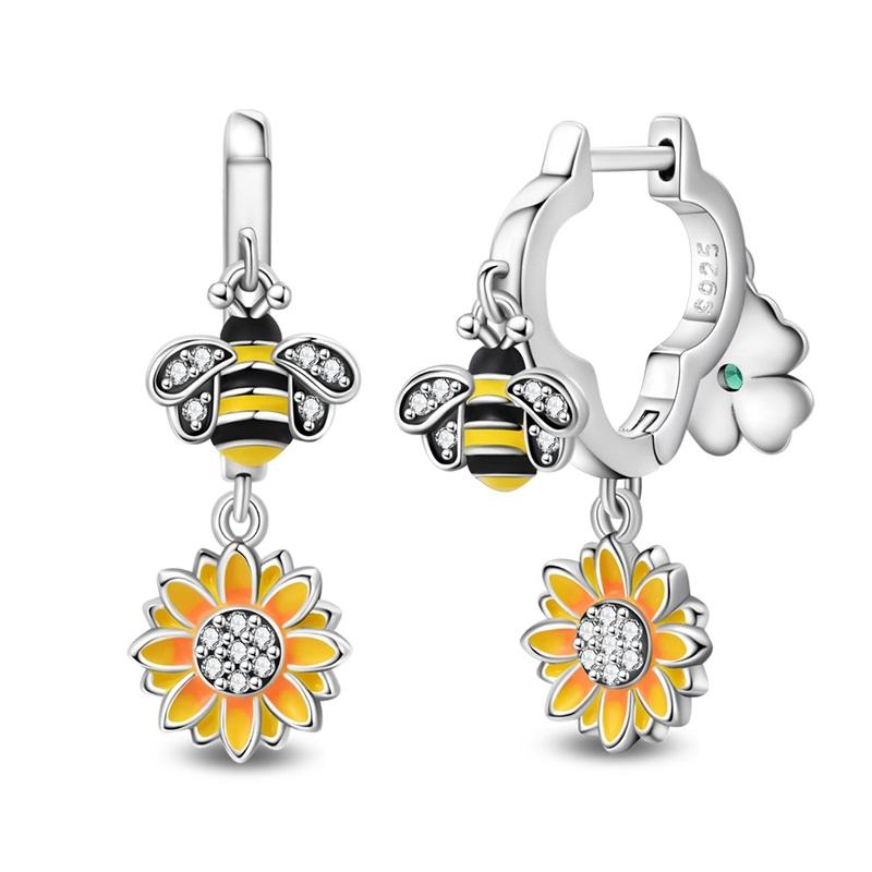 Earrings Gifts for Mom New 925 Silver Bowknot Cherry Stud Earring Butterfly Bee Drop Earring For Woman Jewelry