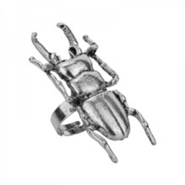 Vintage Opening Insect Ring for Men Women Exaggerated Big Animal Beetle Cicada Adjustable Finger Ring Punk Hip-hop Daily Jewelry
