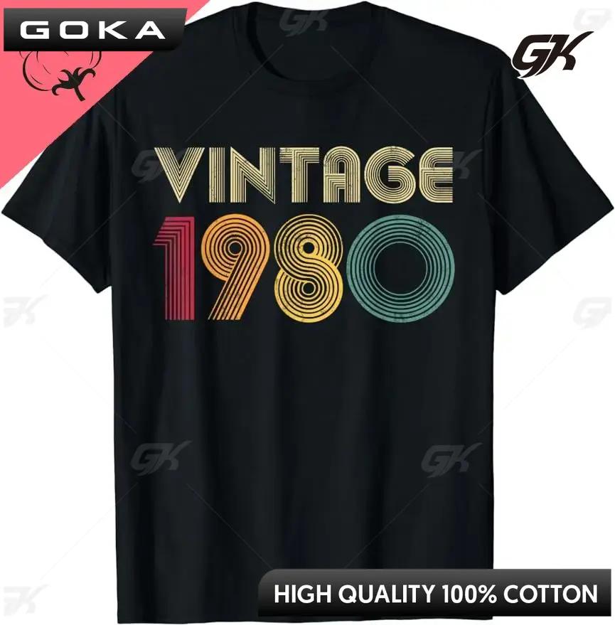 Herren Vintage 46 Jahre Klassisches T-Shirt Bestes Geburtstagsgeschenk Sommer 46 Jahre Klassisch 1980 Limitierte Auflage Individuell Bedrucktes T-Shirt