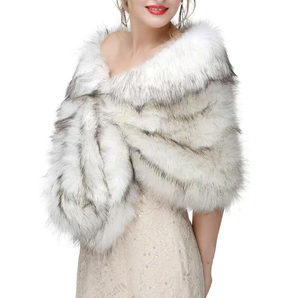 Bride Scarf For Outdoor Weddings Artificial Furs Design Lightweight Polyester Shawl Cold Weather Essential