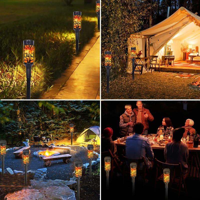 Solcellsfackellampor Utomhus Vattentäta LED Solcellsfladdrande Dansande Ljus Trädgård Landskapsbelysning Dekor Halloween Uteplats