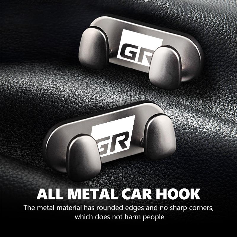 Car Logo Metal Hooks Home Wall Double Hooks Interior Accessories For Toyota GRsport Hilux Aygo Yaris Corolla Rav4 CHR Auris