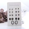 9pairs/set Concise Delicate Diamond Earrings Set