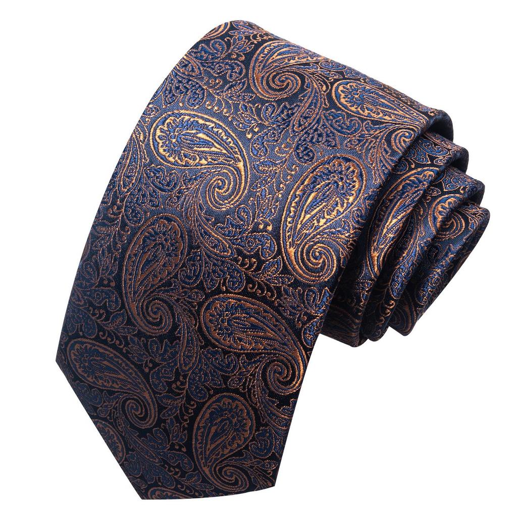 Spring/Summer Blue Series Men's Yarn-Dyed Jacquard Tie - British Style, Hand-Tied, Business Fashion