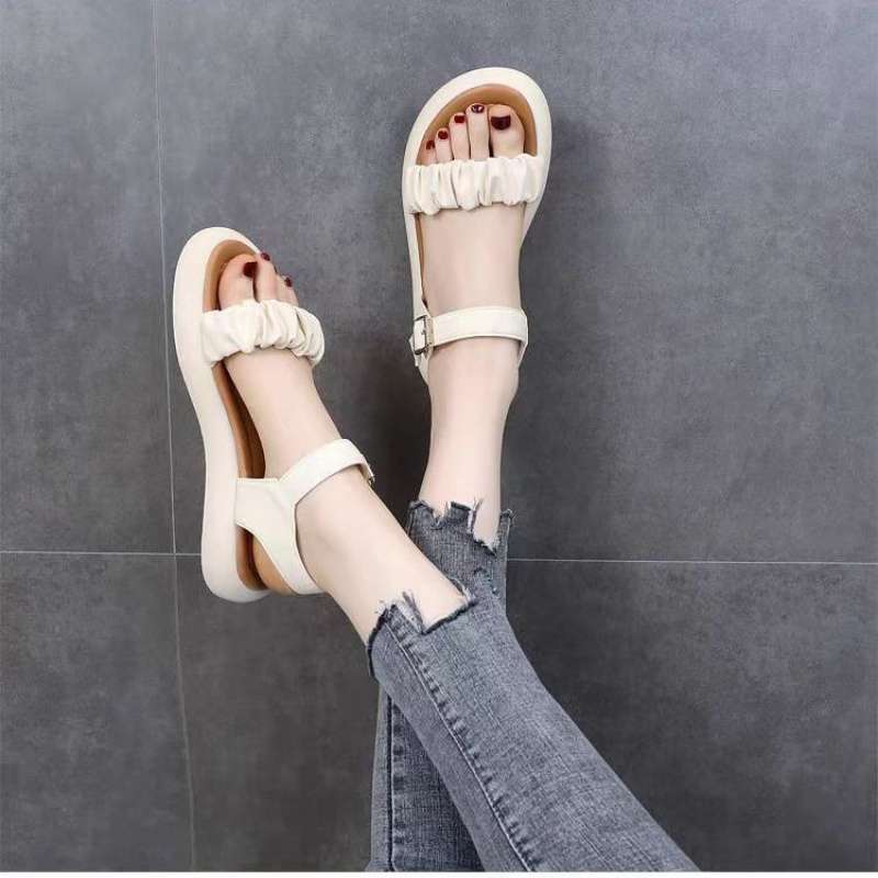 2025 new flat-soled sandals women wear open-toed pregnant women's soft-soled shoes in summer, versatile, comfortable and non-slip beach shoes