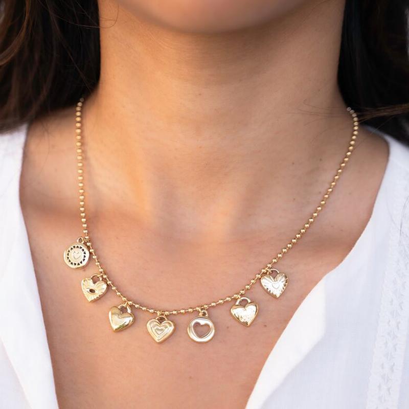 Collana a Catena con Ciondolo a Forma di Cuore in Acciaio Inossidabile, Fascino Geometrico, Resistente all'Acqua, Chic, Popolare, Gioiello Romantico, Regalo