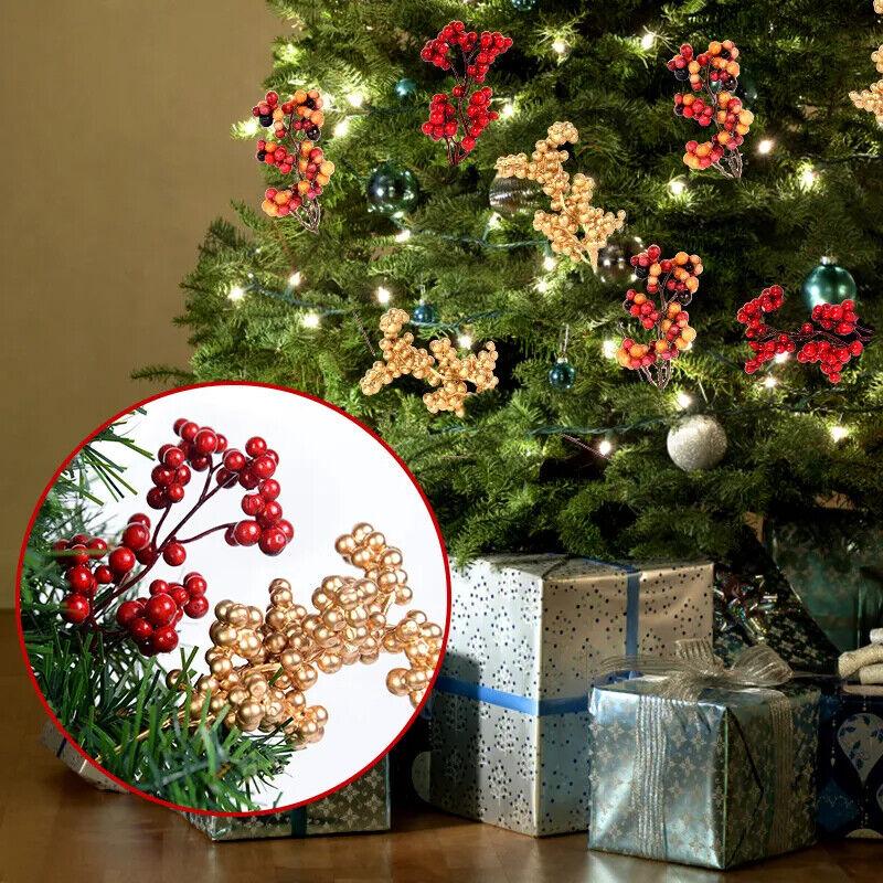 10 STÜCKE Künstliche Beerenzweige Gefälschte Blume Beere Stechpalme Weihnachtsbaumdeko DIY DH