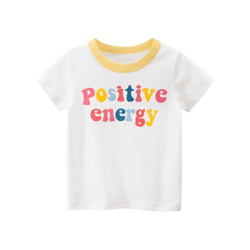 Brand Export Children's Clothing Summer New Arrivals Girls' Pure Cotton Sports Short-Sleeved T-Shirt Cartoon Letter Print Baby Clothes