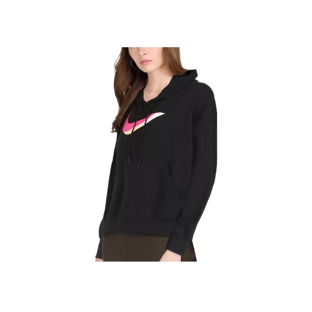Nike Logo Print Drawstring Hoodie Women Tops Black DJ1075-010
