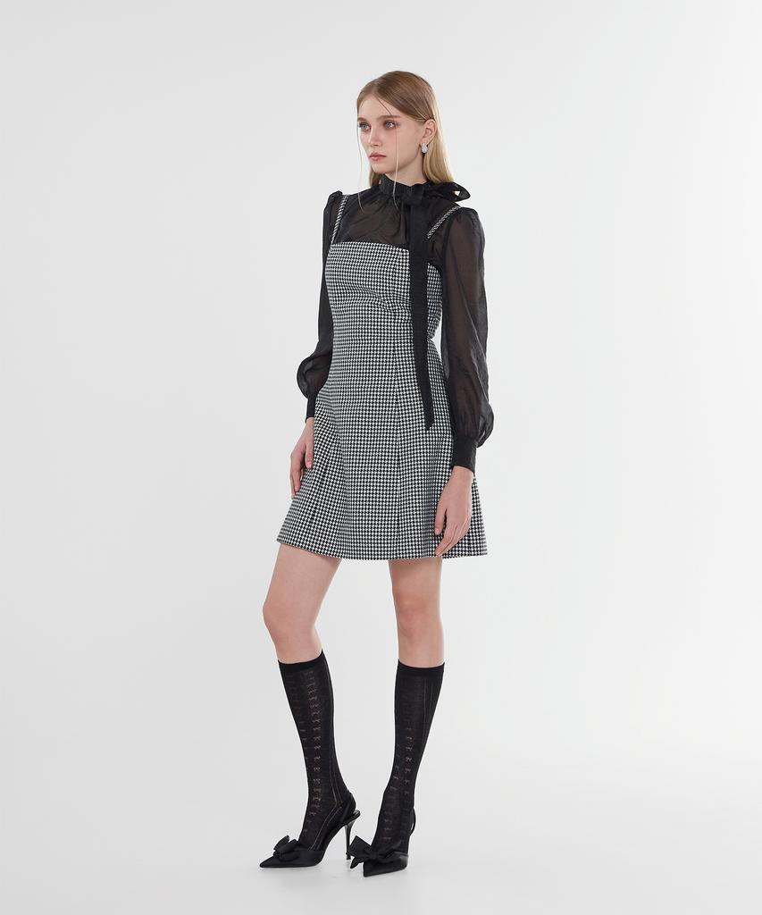 Scus Square Pied Dress_Hound Tooth Check