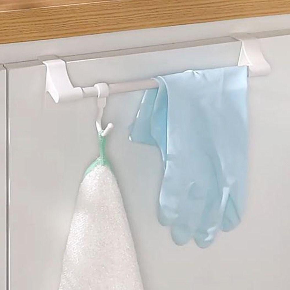 Snap-On Towel Bar Hanging Holder Plastic Cabinet Door Hanger Cabinet Towel Rag Rack  Bathroom