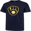Camiseta MLB para Hombre con Estampado Match Color del Equipo Logo Principal Marca de Palabra (Milwaukee Brewers Azul Marino, Grande)