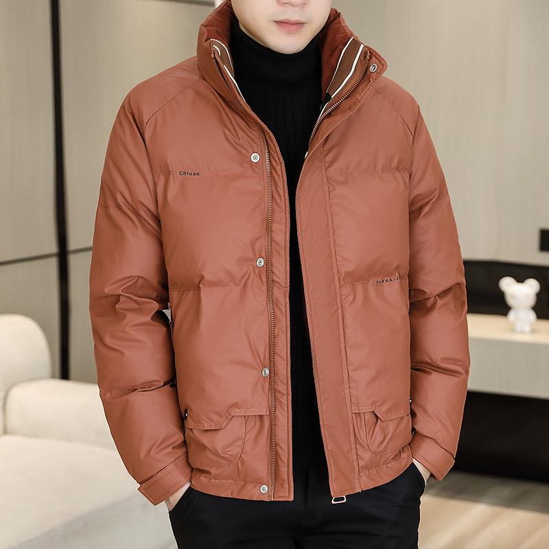 

2025 зимняя защита от холода повседневная ветрозащитная мужская мода воротник-стойка утолщенная мужская одежда утолщенная теплая куртка 4XL 185-100 kg оранжевый