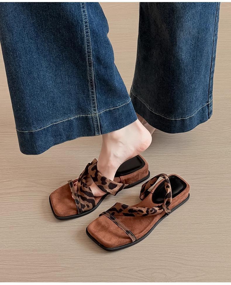 Sheepskin Version! Thick-soled Square Head with Cool Slippers for Women To Wear Outside Summer 2025 New Retro Temperament Two Sandals