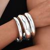7Pcs Stainless Steel Gold Color Open Bangles For Women Vintage Design Geometric Star Heart Twist Bracelets Party Wedding Jewelry
