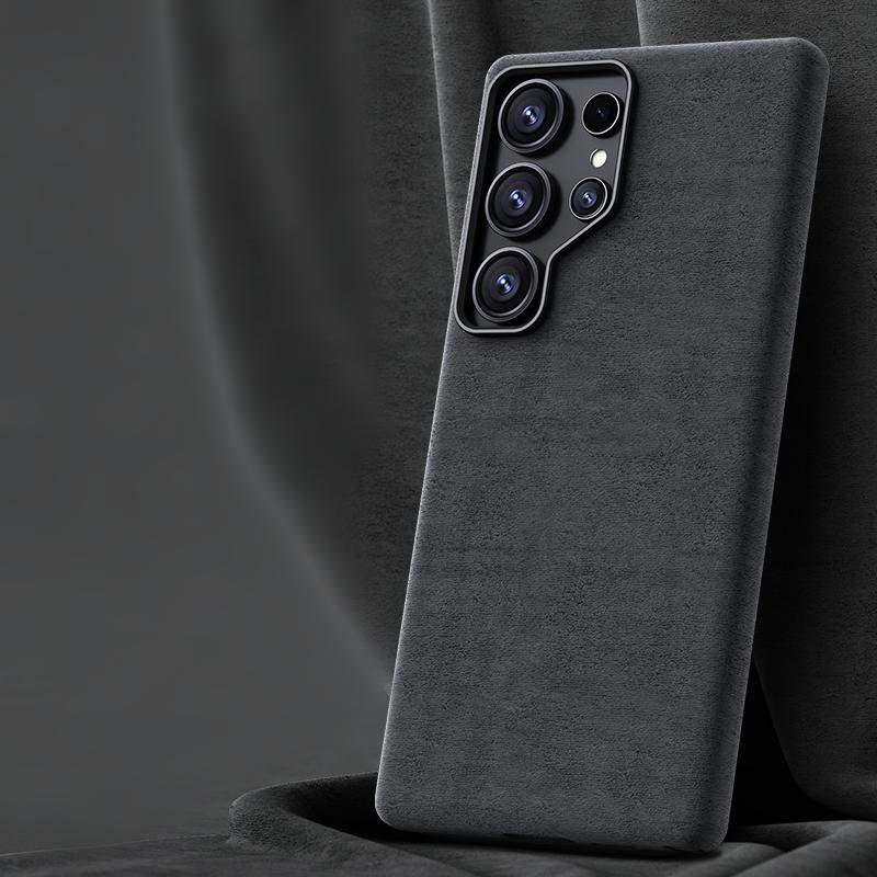 Premium Suede Leather Phone Case For Samsung Galaxy S25 Ultra S24 Plus Magnetic Wireless Charging Metal Camera Protection Cover
