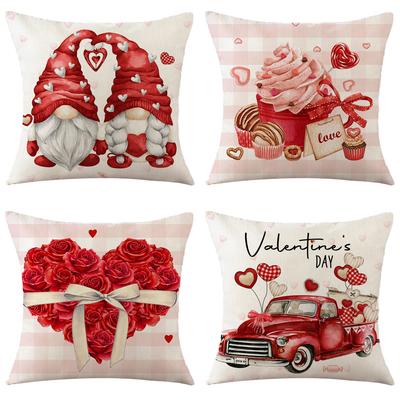Valentine's Day Pillow Cover New Truck Love Linen Cushion Decorative Sofa Cushion Cover Home