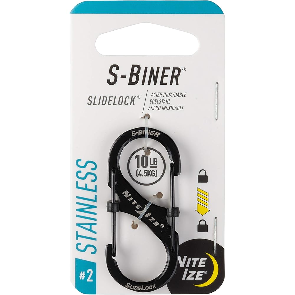 Nite Ize S-Biner SlideLock #2 Black Multi-Use Carabiner Clip Durable Lightweight Design