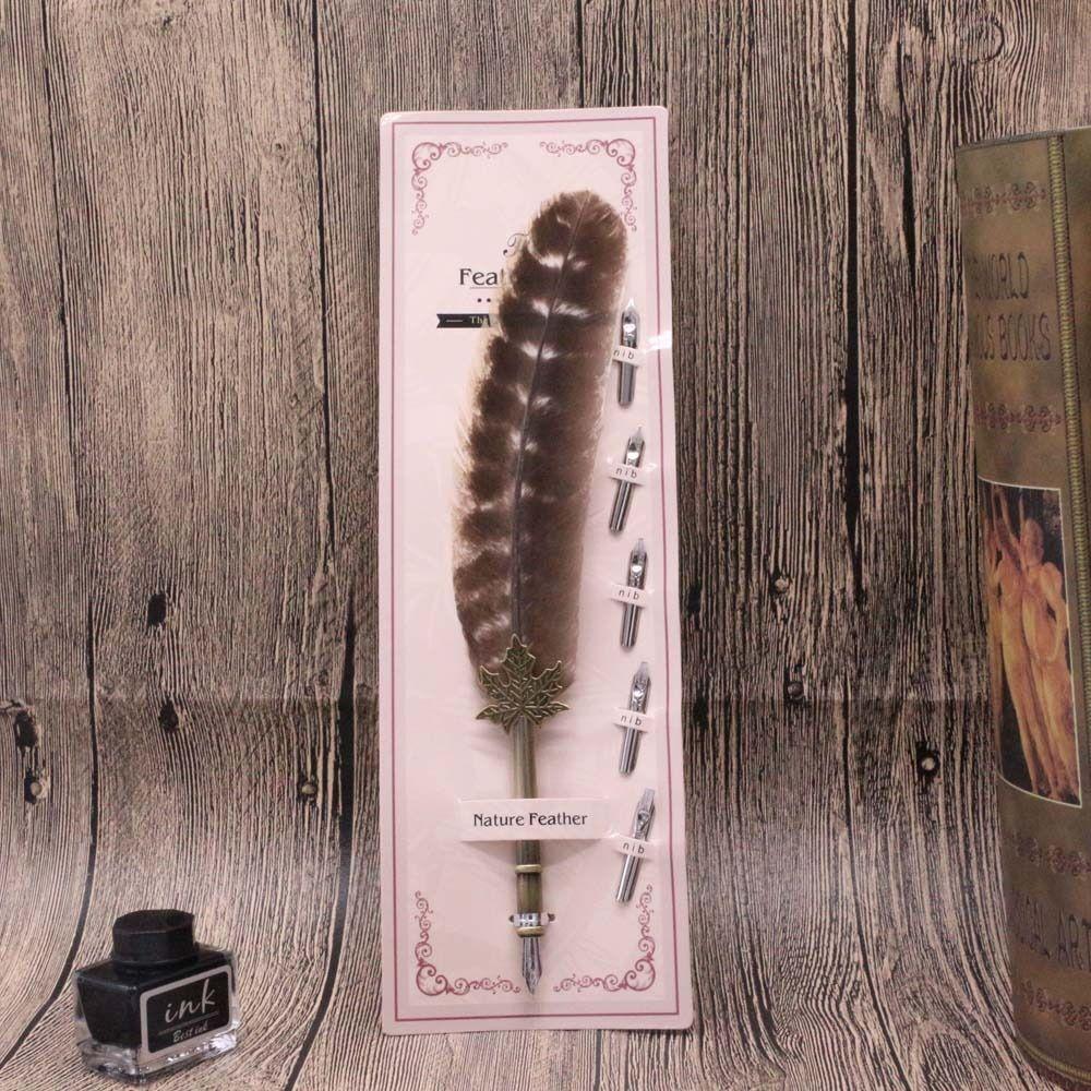 Dipped In Water Signature Ink Pen Fountain Pen Feather Dip Pen Peacock Feather Pen  Birthday Gift
