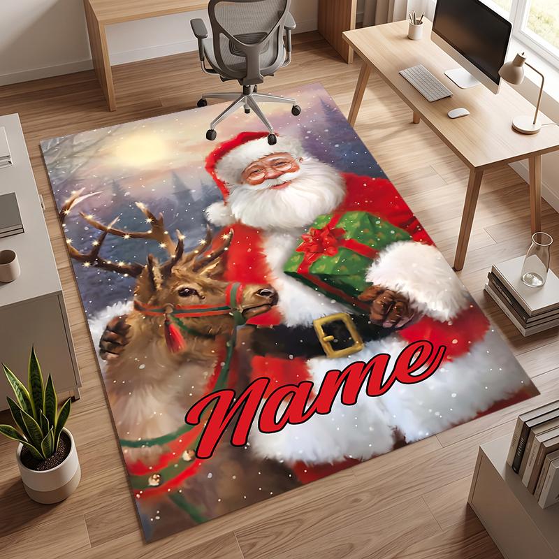 Jolly Santa Claus (5) Personalized name Office Carpet Stylish Decor for Living Room Bedroom Kitchen