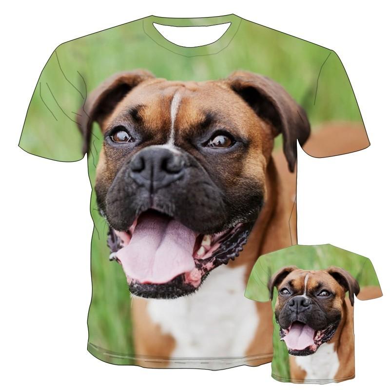 New Summer Fashion Cute Pet Dog Men's Printed T-shirt Street Harajuku Funny Handsome Round Neck Sports Quick-drying Top