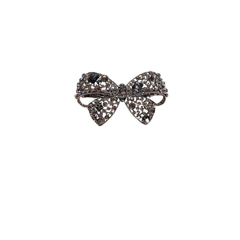 Shiny Hollow Bow Hairpin High-End Black Bow Side Bangs Clip Metal Duckbill Clip Women'S Hair Accessories