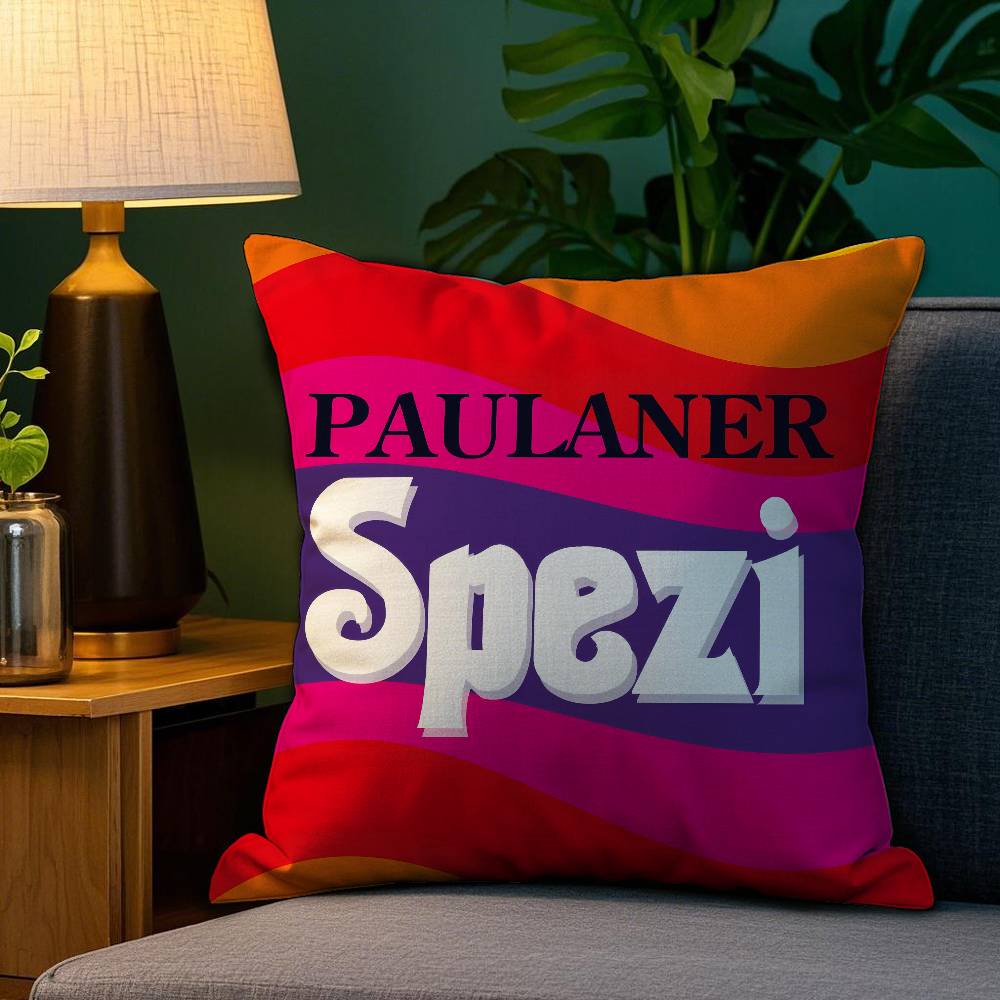 

P-Paulaner Spezi Logo Pillow Case Sofa Living Room Bedroom Double-sided Printing Square Cushion Nap Time Cushion Cover 20x20Inch
