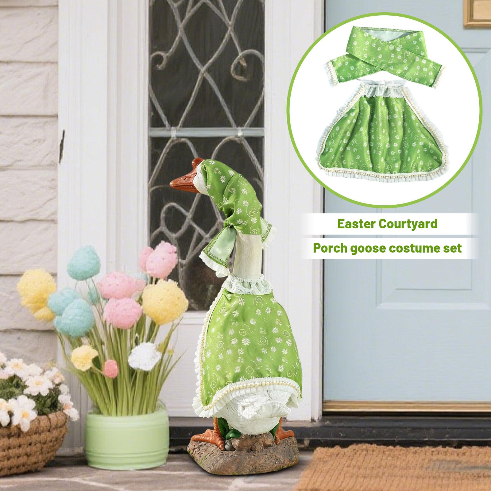 

Top Selling Porch Goose Costume Set Trending Spring Summer Green Floral Easter Courtyard Goose Outfit Hot Sale Goose Dress Set One Size
