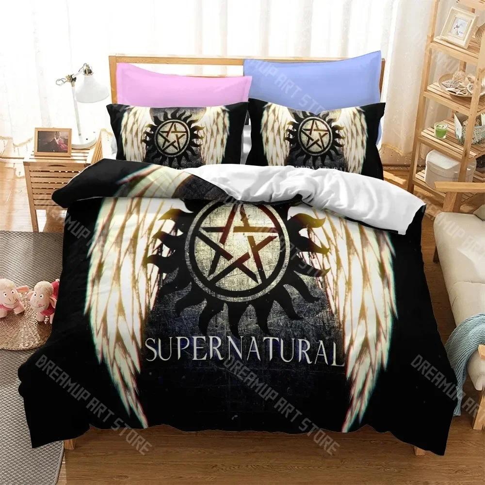 3D-print Populär TV-serie Supernatural Sängkläder Set Täcke 3D-print Lyxigt Påslakan Set Hemtextil Dekoration Queen King Enkel