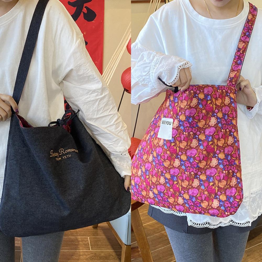 

Цветочная джинсовая наплечная сумка тканевая богемная сумка-мессенджер простой этнический стиль сумки кроссбоди для улицы Style 5