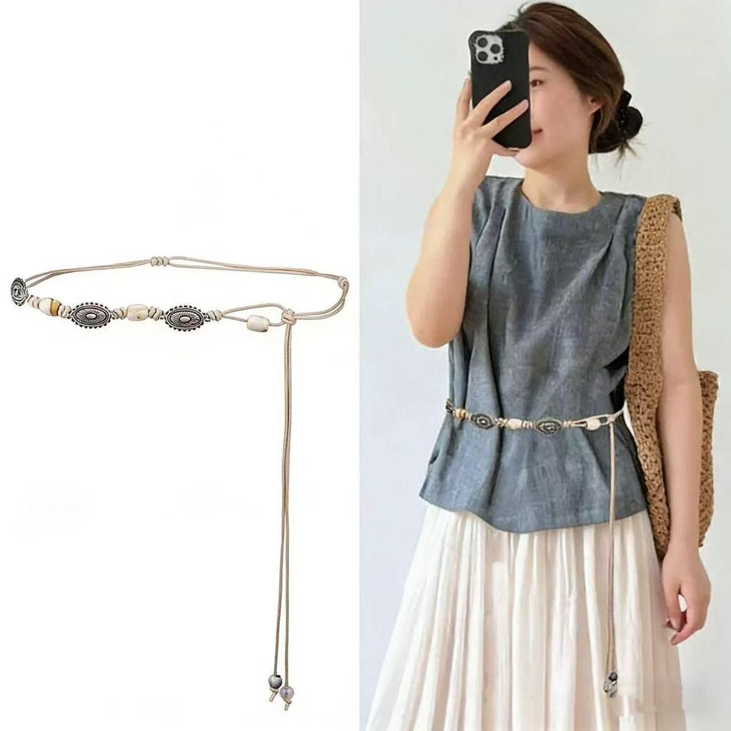 Bohemian Ethnic Beaded Waist Chain: Vintage-Style Accessory for Dresses and Shirts