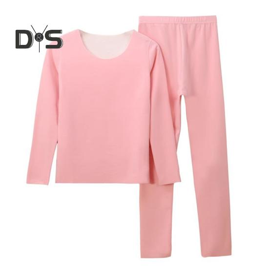 2 Teile/Satz Winter Thermo-Unterwäsche-Set für Damen, Rundhalsausschnitt, nahtlos, langärmlig, warm, Slim Fit, hochelastisch, Pyjama-Set für kaltes Wetter, Homewear, Nachtwäsche