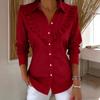 Women Shirt Lapel Long Sleeve Ruffle Decor Shirt Tops Pure Color Loose Fit Buttons Placket Casual Shirt Work Party Vacation Wear