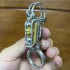 Stainless Steel Keychains,Golden Skull Head Hook Buckle Car Waist,Mechanical Style Men Halloween Gift Ornaments