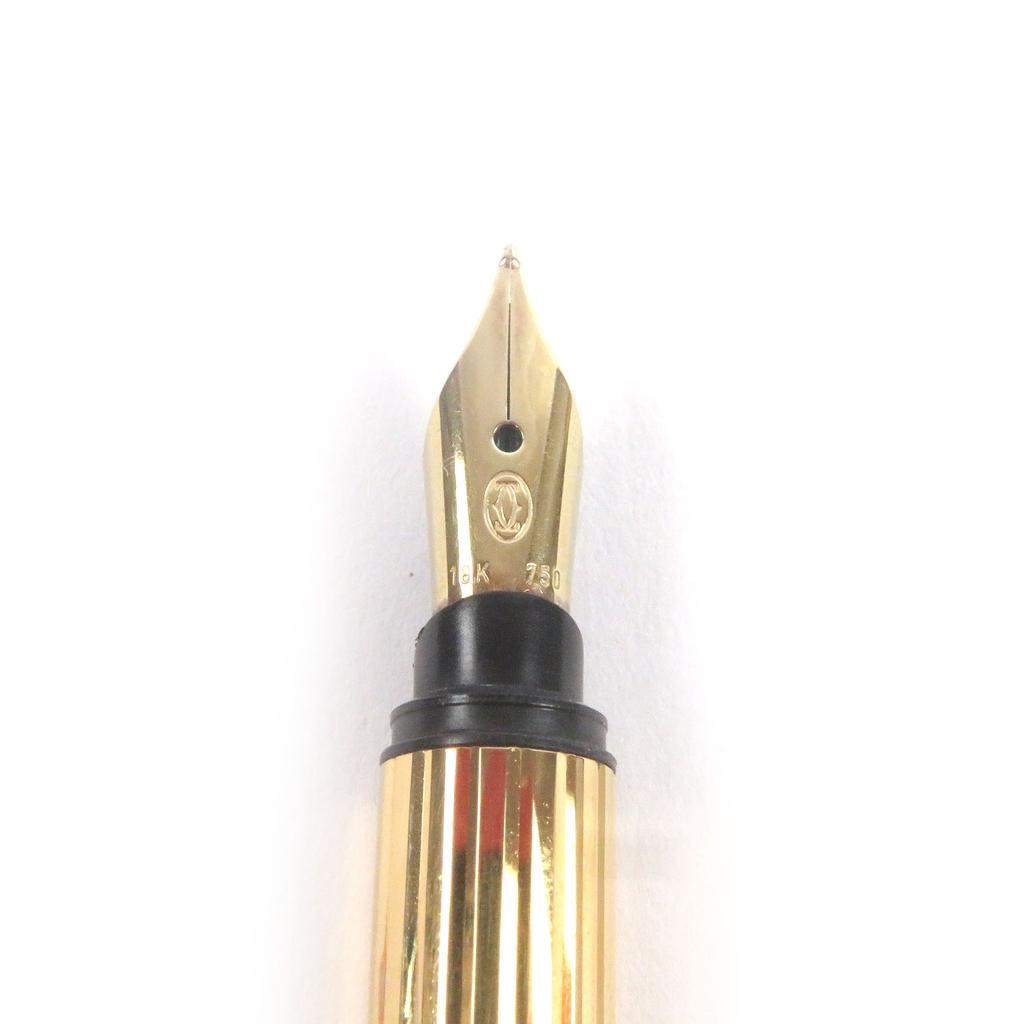 Excellent Cartier Fountain Pen Trinity Cap Type Black Gold 18K Mens Used