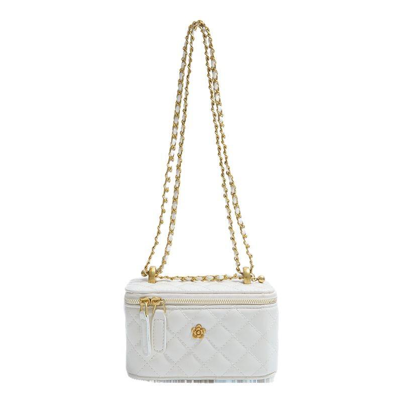 Argyle Embroidered Women's Crossbody Chain Bag - 2025 Spring/Summer Trendy Small Square Bag
