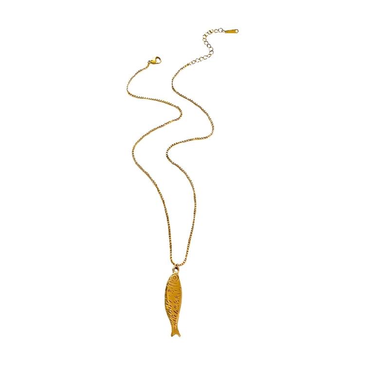 Modern Fish Stainless Steel Necklace with Polished Chain For Women Jewelry Gift Trendy Clavicle Accessory