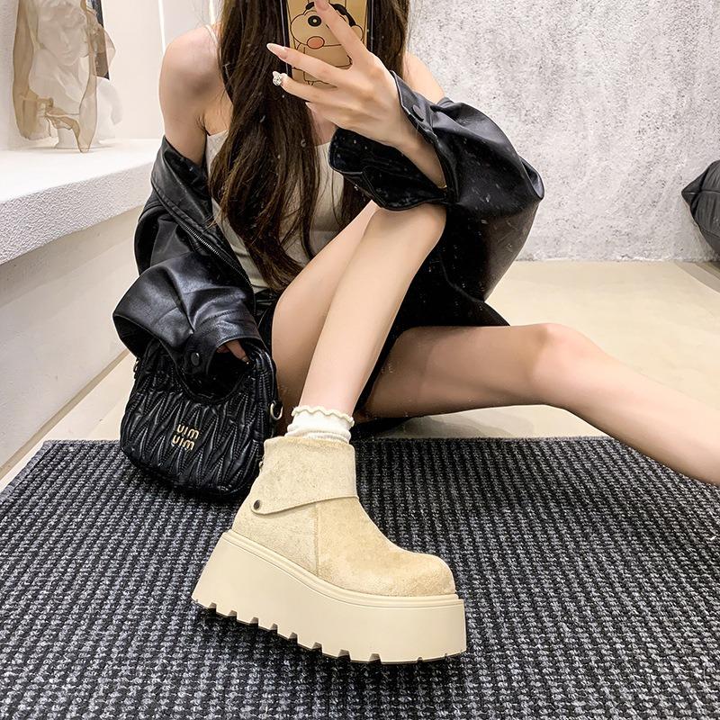 Thick-soled heightening snow boots women's new autumn and winter velvet warm fashion Martin boots non-slip cotton shoes