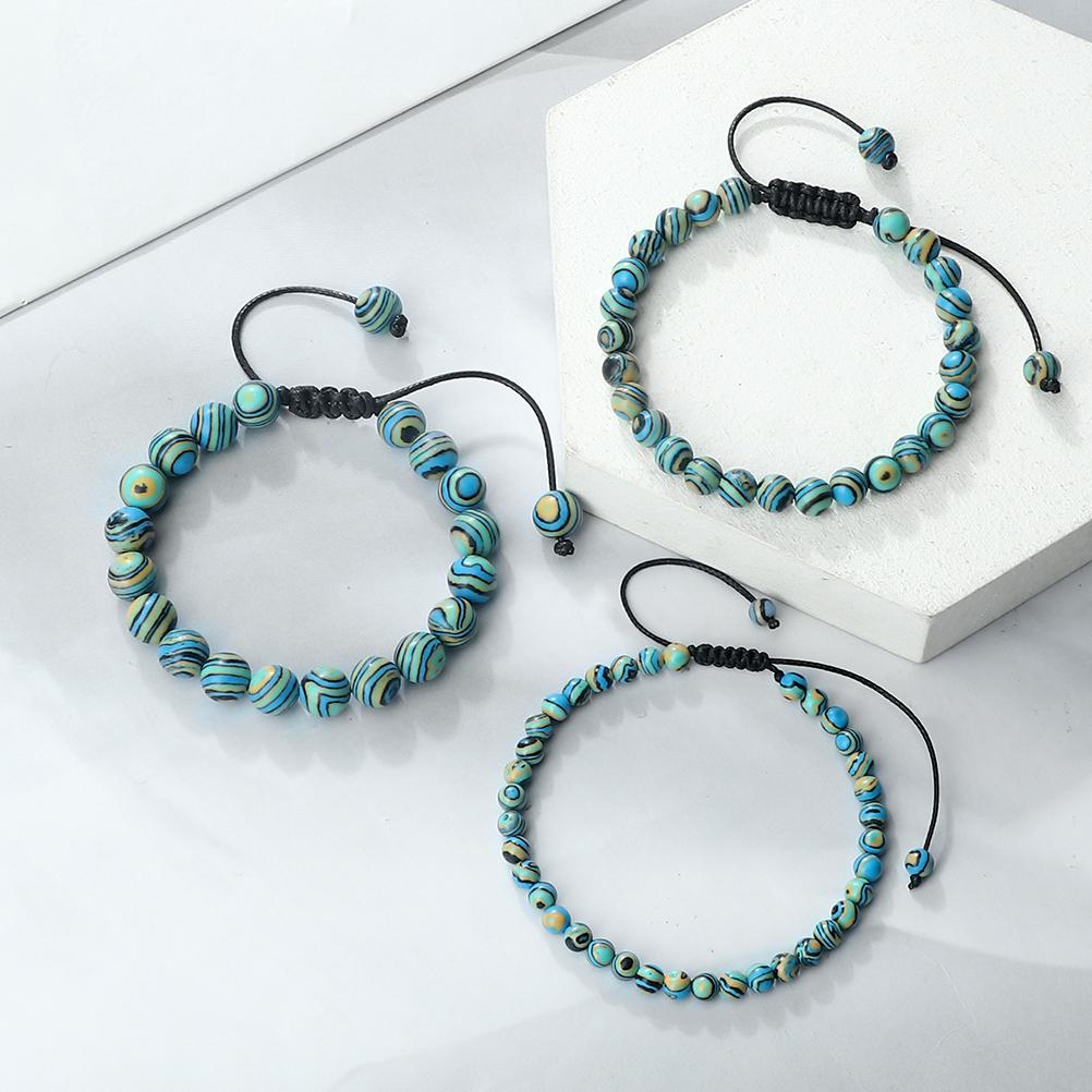 4 6 8mm Malachite Beaded Bracelet Natural Stone Green Blue Braided Bangles Handmade Healing Bracelets Jewelry Gifts for Friends