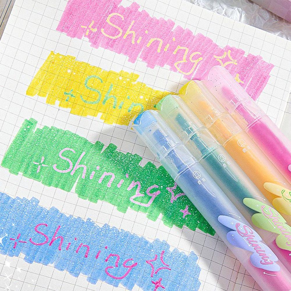 4PCS/Set Double-ended Highlighter Pen DIY Scrapbook Painting Color Stackable Fluorescent Pen Writing Drawing Painting Color Pen