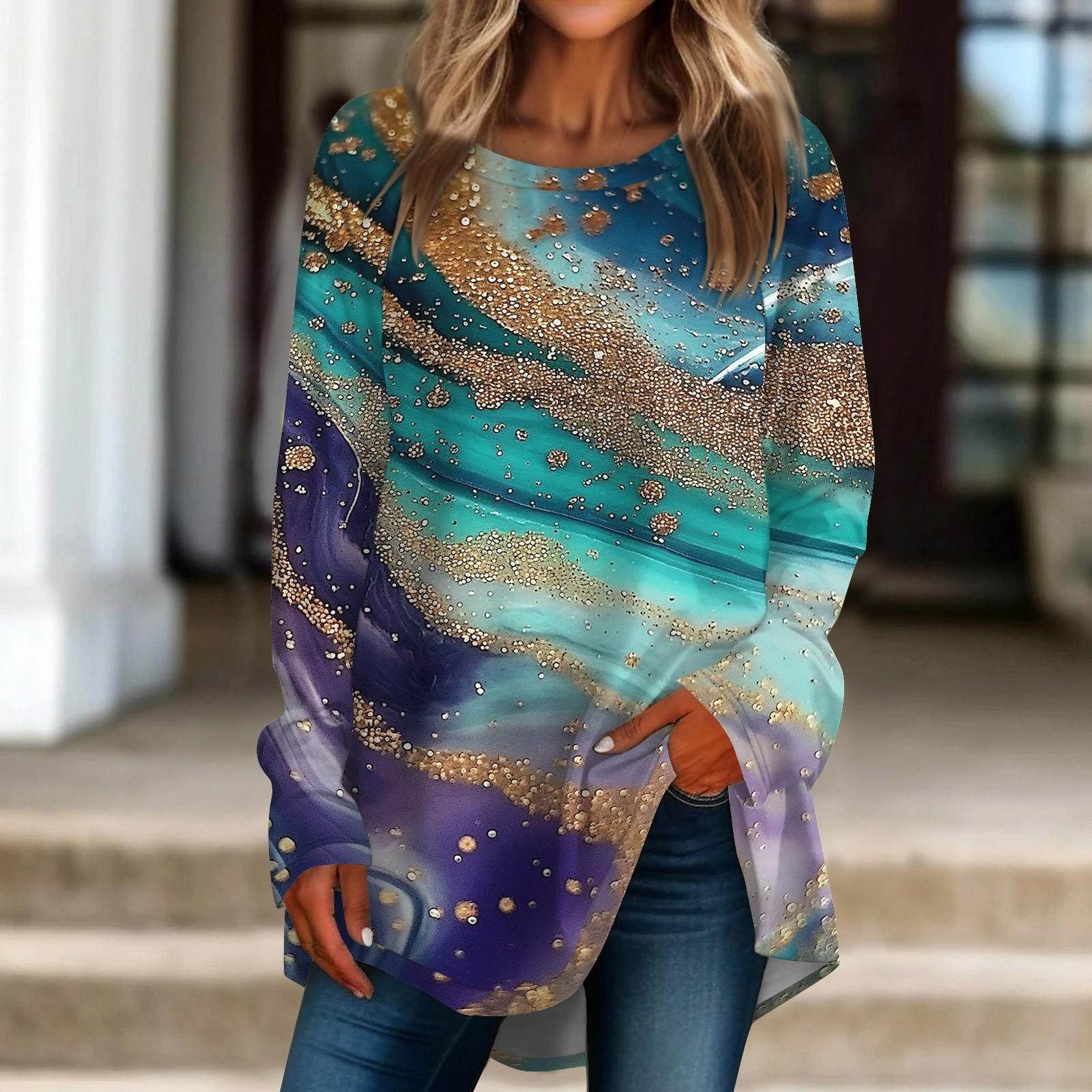 

Женская свободная футболка с круглым вырезом и длинными рукавами, пуловер, топ с длинными рукавами, топ с длинными рукавами L