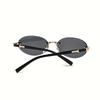 Oval Frameless Women'S Fashion Glasses Metal Frame Hip-Hop Trendy Style for Decorative Eyewear