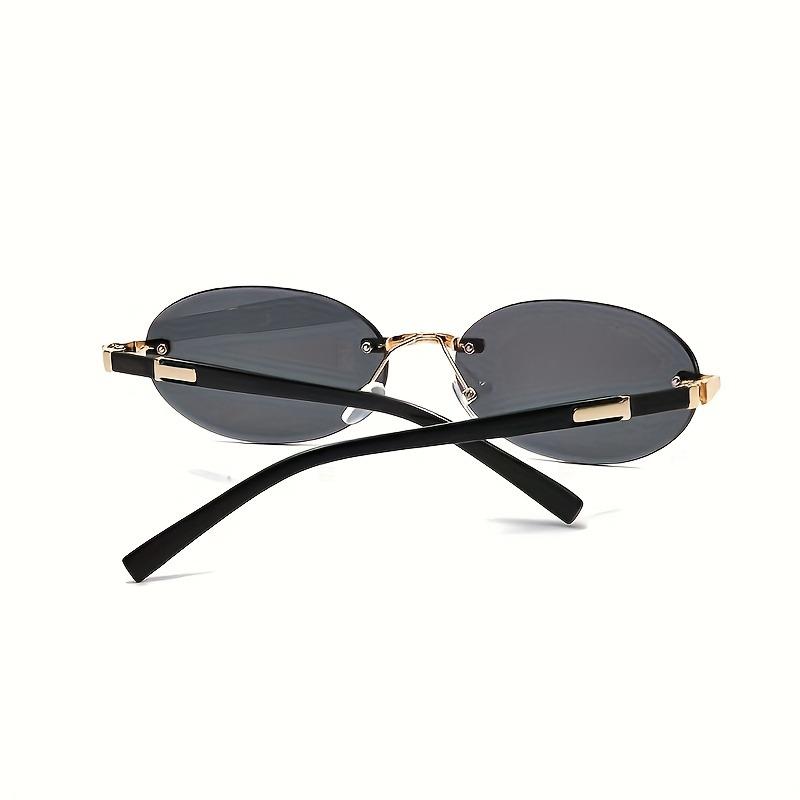 Oval Frameless Women'S Fashion Glasses Metal Frame Hip-Hop Trendy Style for Decorative Eyewear