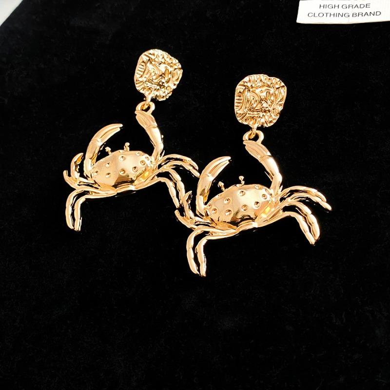 Silver Needle Exaggerated Crab Stud Earrings Fashion Temperament Ocean Style Versatile Earrings Design Sense Personalized Earrings Earrings